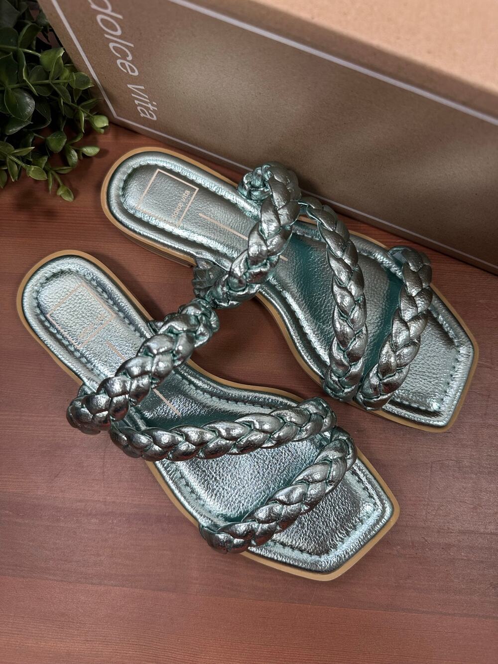 Dolce Vita Women's Iman Braided Strap Slide Sandals Electric Blue Size 8.5